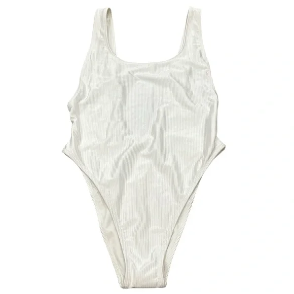 Aerie Shiny Rib Birthday Scoop Cheekiest One Piece Swimsuit NWT Beach Satiny - Picture 6 of 10